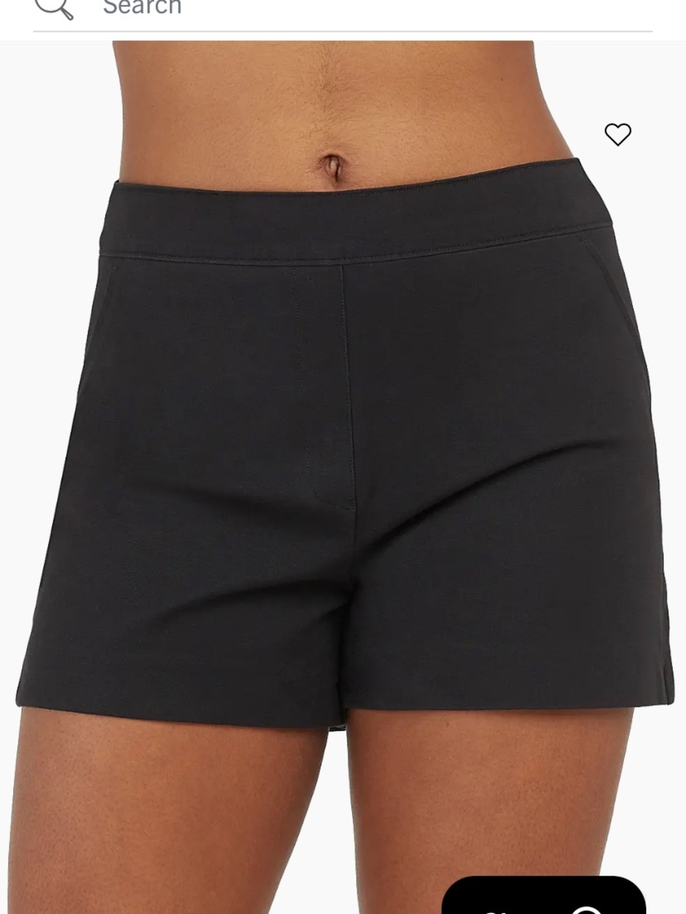 SPANX Black High-Waist Polished Stretch Cotton Shorts - Large